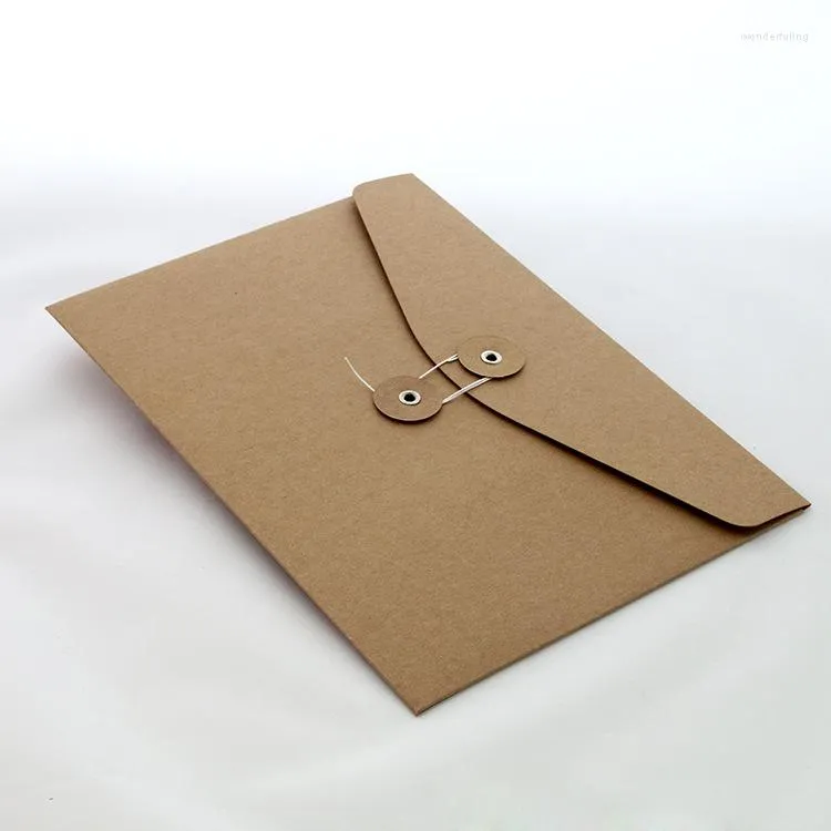 Prezent Brown Kraft Paper A4 Uchwyt dokumentu Plik do przechowywania kieszonka do przechowywania pustej koperta z blokadą sznurkową biuro podatkowa LI4499