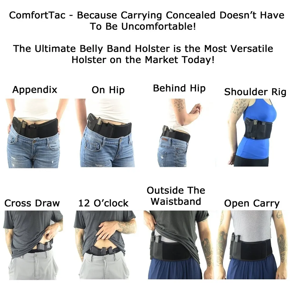 Concealed Carry Belly Band Holster - Adjustable Waistband For Men & Women With Magazine Pocket