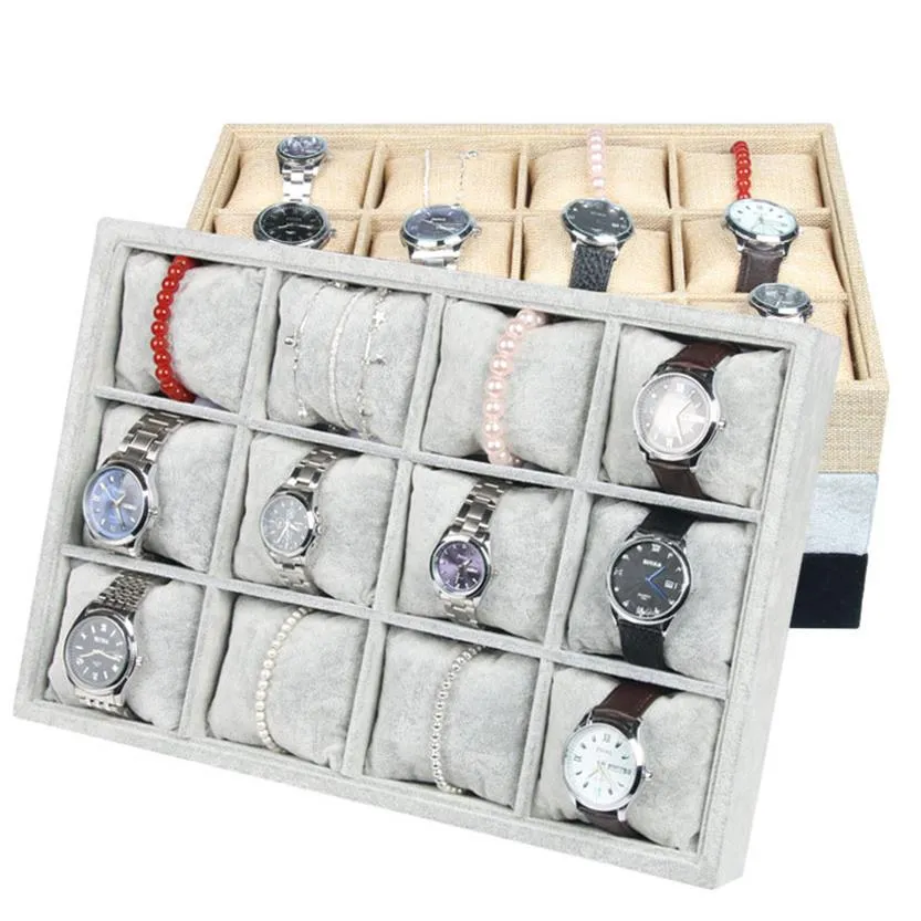 High-end Velvet Jewelry Box armband Watch Tray Sieraden Display Holder Boutique Sieraden Opslag 12 Raster Small Pillow Tray209P