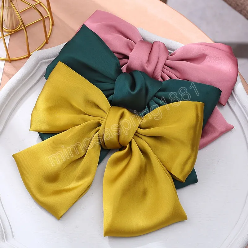 Women Fashion Hairgrips Big Bow Hairpin Cute Red Barrette Pink Hair Clip Girls Oversize Solid color Bows Hair Accessories