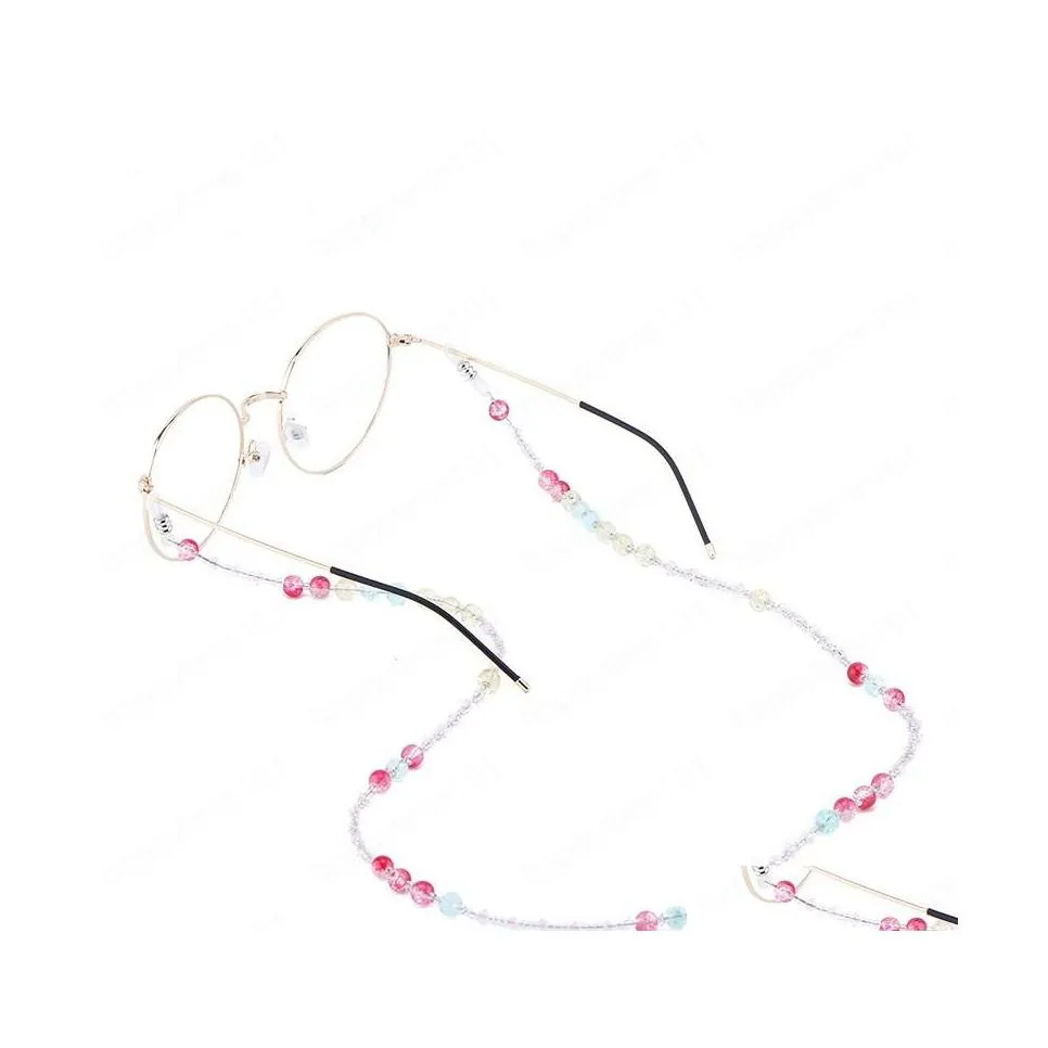 Eyeglasses Chains Color Beaded Antislip Glasses Chain Sunglasses Cord Rope Holder Eyewear Strap Retainer Drop Delivery Fashion Access Dhemw