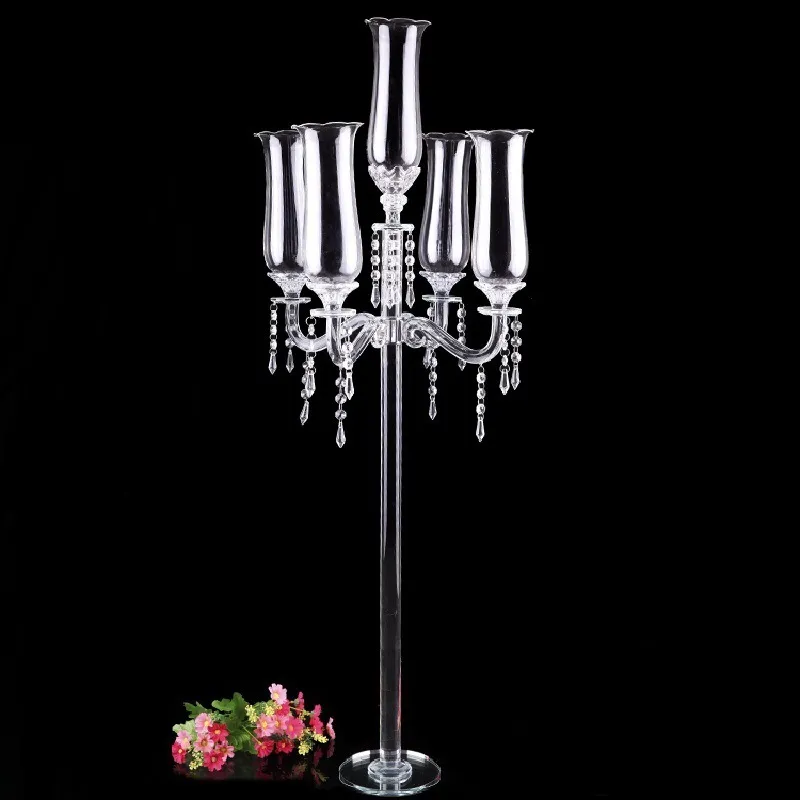 High-end luxury five-head crystal candle holder romantic wedding home decoration glass gift