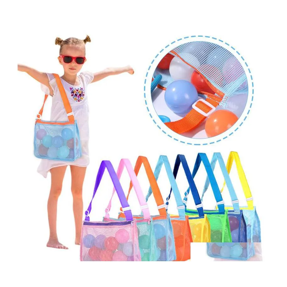 Sacs de rangement sac mignons en mesh kids shell collection plage jouet organisateur de rangement fourre-tout