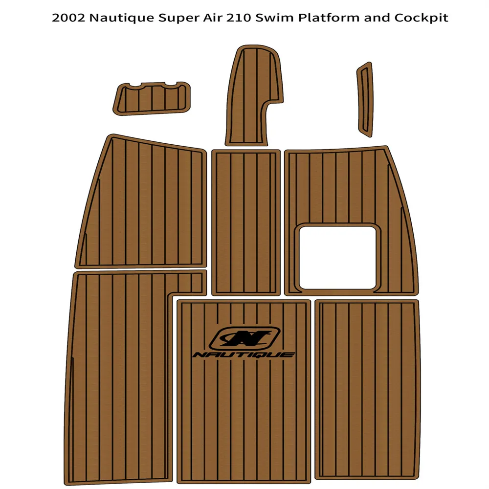 2002 Nautique Super Air 210コックピットパッドボートEVA FOAM FAUXチークデッキフロアマット