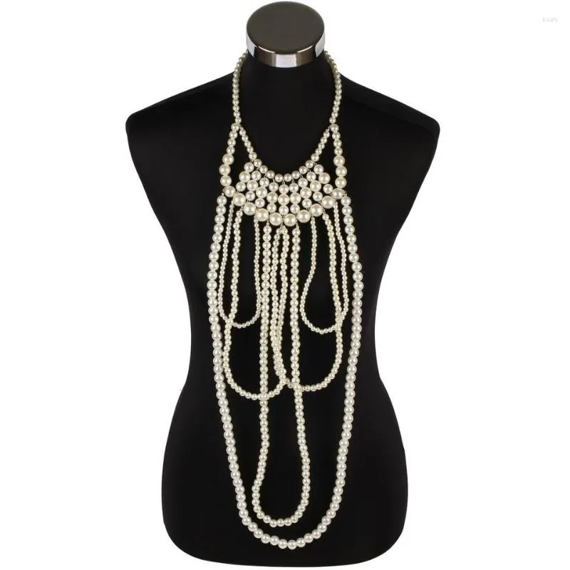 Pendant Necklaces Florosy Simulated Pearl Bib Big Long Bead Necklace For Women Chunky Statement Ball Handmade Tassel Female Wedding Jewel