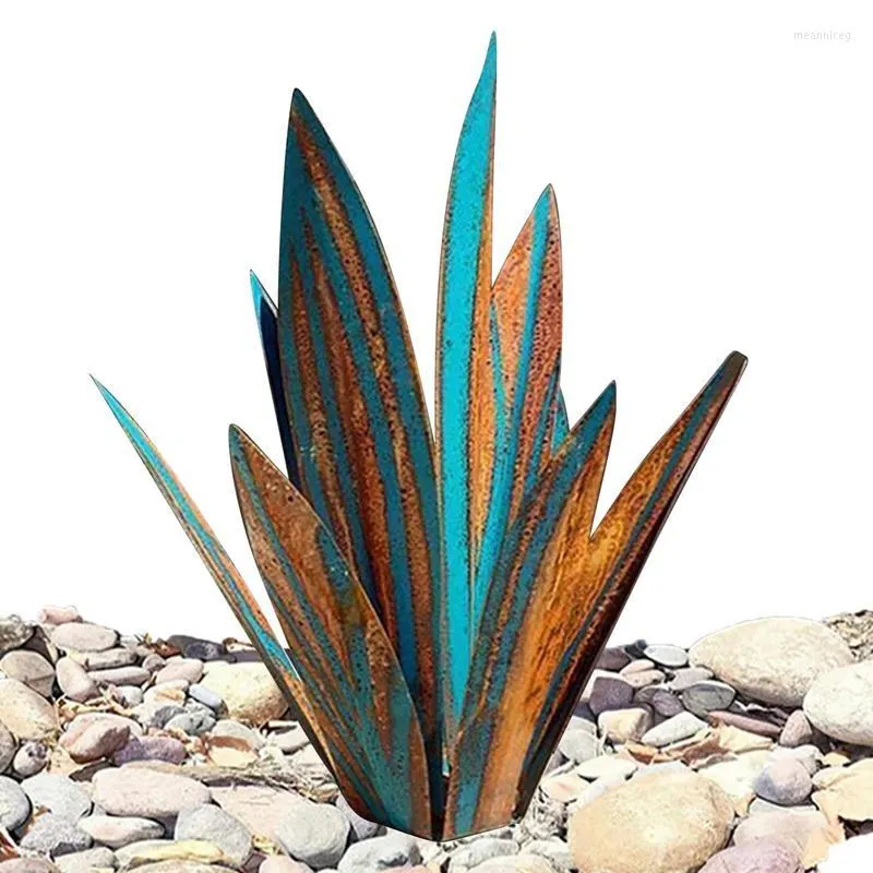 Flores decorativas Tequila Escultura Rústica Antiferrugem Metal Agave Planta Jardim Quintal Arte Decoração Estátua Decoração De Casa Para Estacas