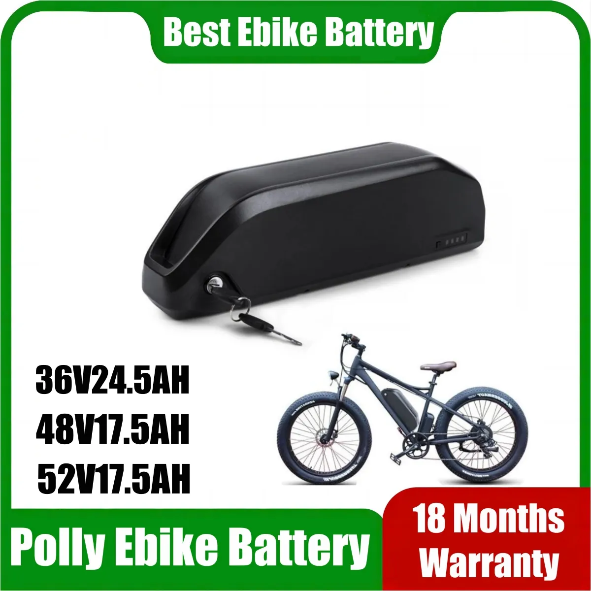 Reention polly ebike batterie 48v 52v 15ah 17.5ah vélo électrique down tube batteries 36v 24.5ah avec chargeur pour moteur 500w 1000w bafang