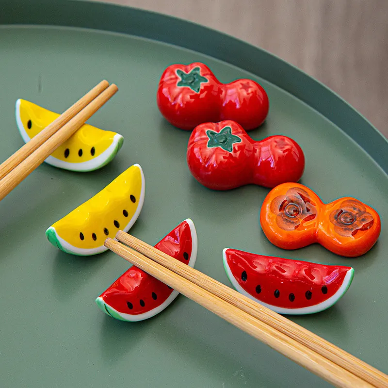 Fruit Ceramic Chopsticks Rest Creative Desktop Storage Chopsticks Holder Japanese Style Home Decor