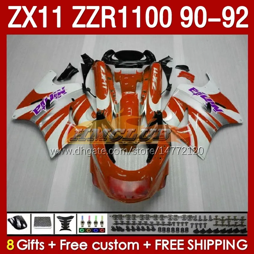 Volledige kuipen voor Kawasaki Ninja ZX 11 R 11R ZX11 R ZZR1100 ZX11R 90 91 92 Body 164No.122 ZZR 1100 CC ZX-11R ZZR-1100 1990 1990 1991 1992 ZX-11 R 90-92 ABS KABEL ORANGE-KIT ALGEMAKEN Stelevel