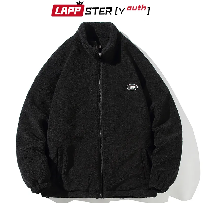 Erkekler Aşağı Parkas Lappsteryouth Erkekler Katı Lambswool 4 Renk Harajuku Koreli Kış Ceket Erkek Sokak Giyim Ceketleri Siyah Katlar 221207