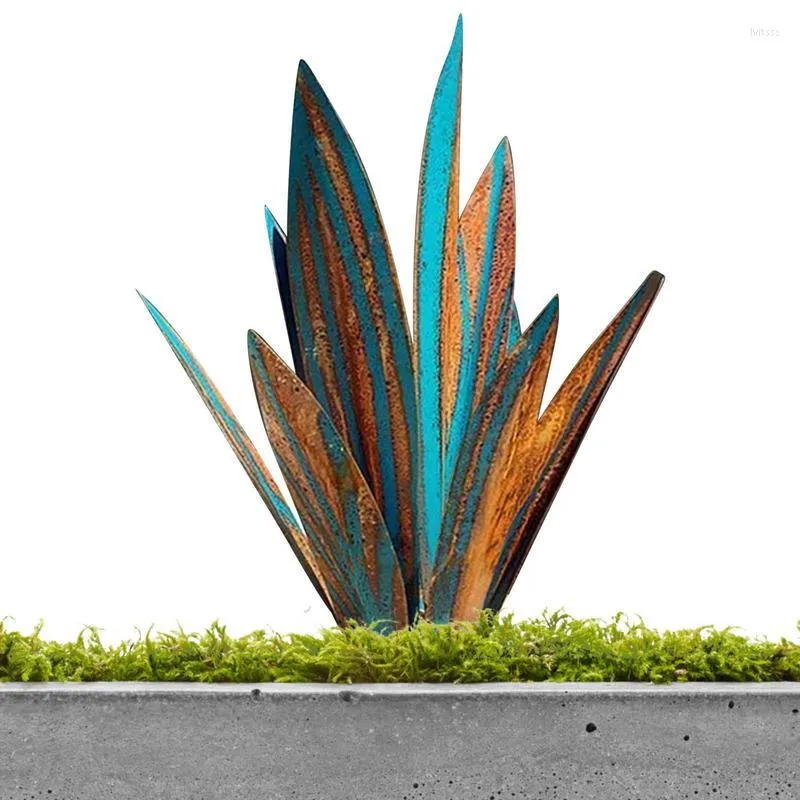 Decorative Flowers Tequila Rustic Sculpture Anti-Rust Metal Agave Plant Outdoor Patio Supplies For Withstanding Rain Freezing