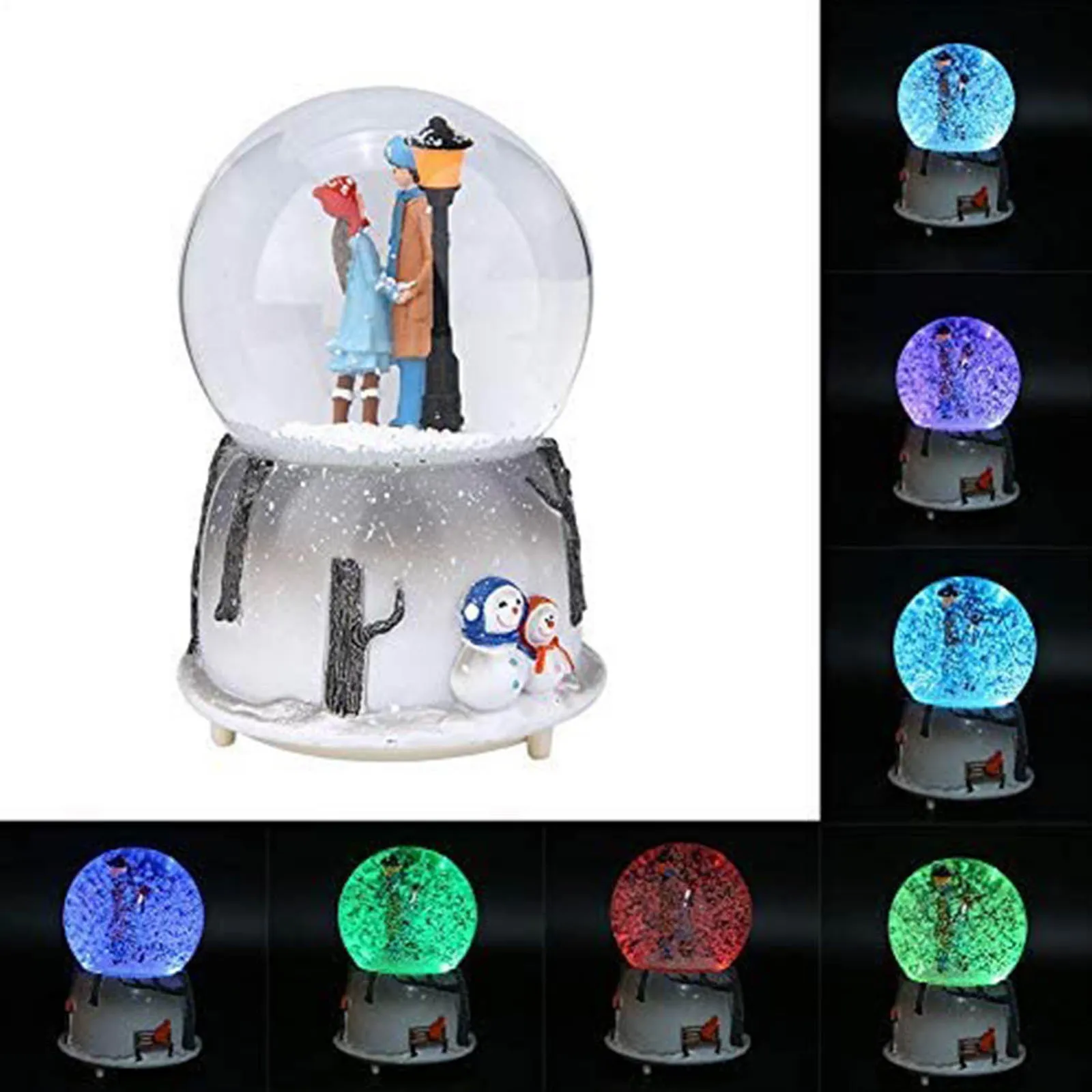 Dekorativa föremål Figurer Musiklåda Crystal Ball Beautiful Couple Snow Globemusical Ornaments with Colorful Lights For Valentine's Day Gift 221206