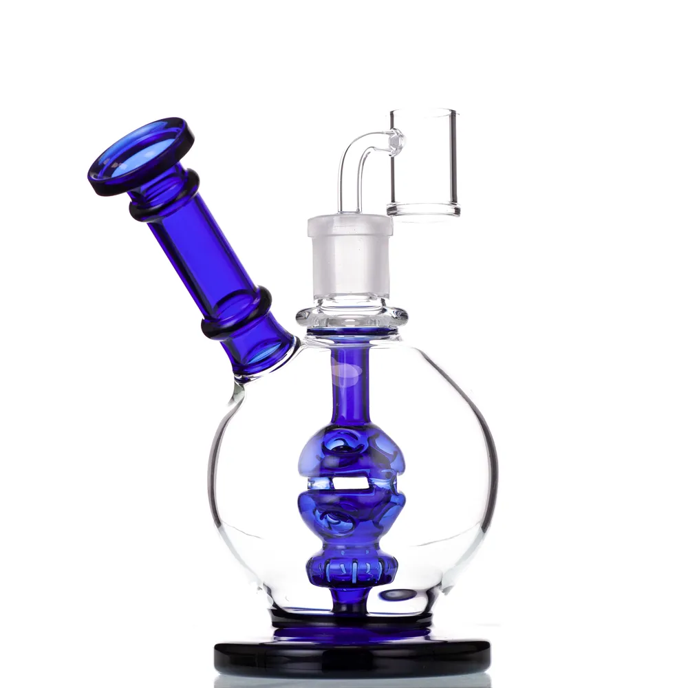 Mini 8.5 Inch Glass Bong Hookahs Water Recycler Egg Shape Dab Rig with Percolator Bubbler Smoking Pipe