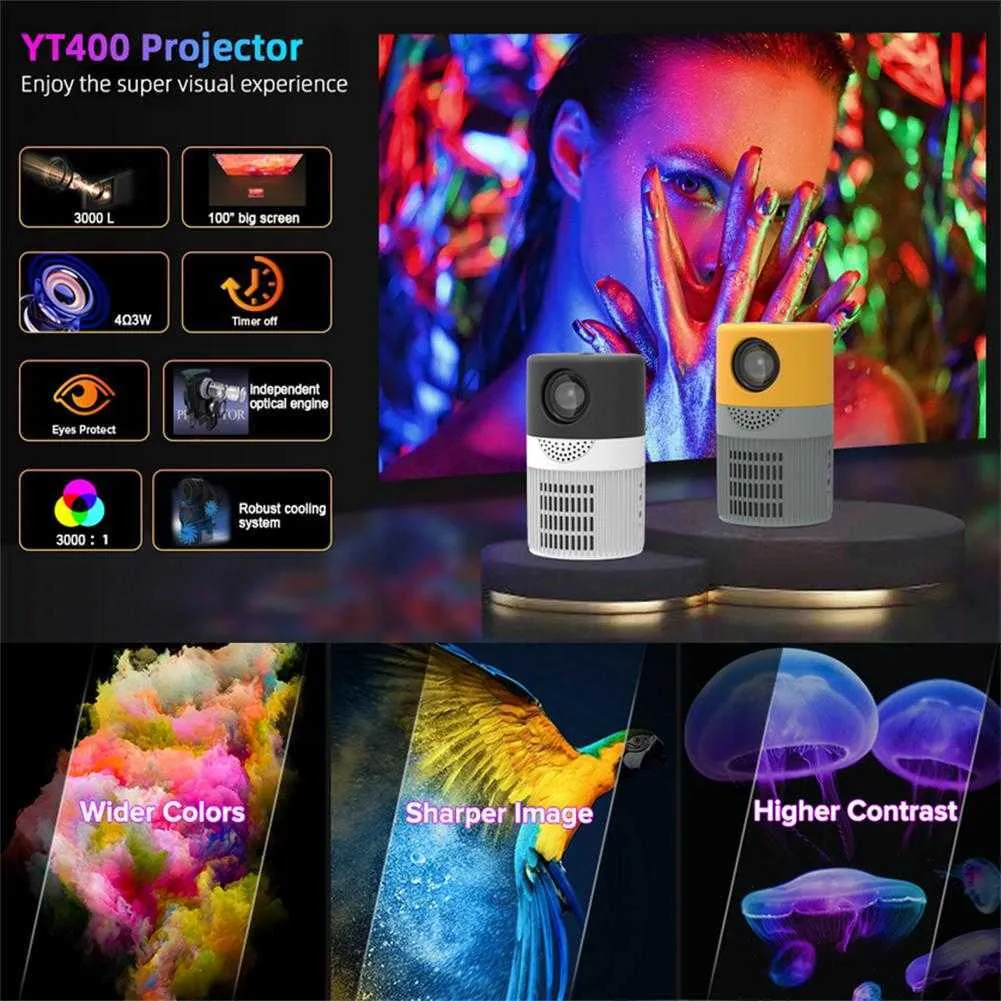 YT400 Projectors Home High Definition Movie Video Theatre Cinema Player Entertainment Mini tragbar