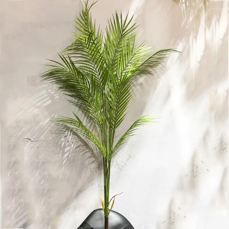 Decorative Flowers 125-80cm Large Artificial Palm Tree Plant Branches Fake Plants Leaves Home Decoration Accessories Garden Room Office