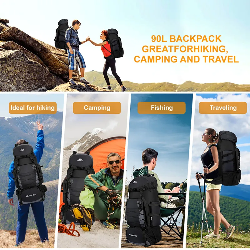 Zaino Da Campeggio 90L Rekking - Impermeabile, Sistema Molle, Ergonomico, Ideale Per Trekking E Viaggi