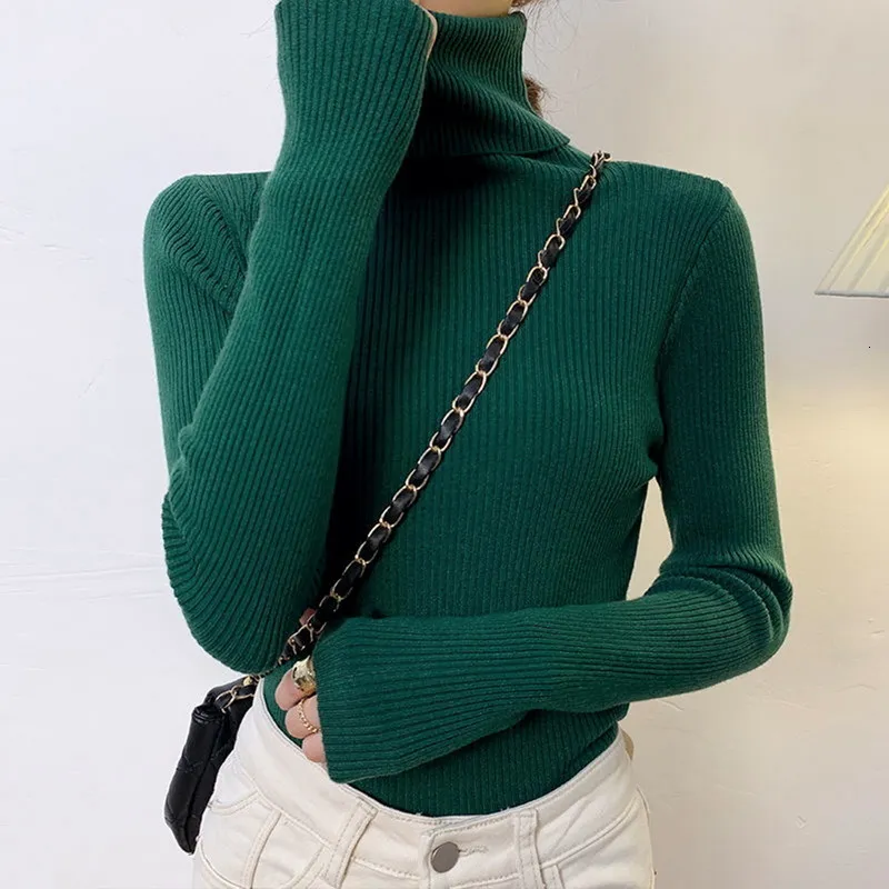 Women's Sweaters Turtleneck Jumper Woman Knitted Blouses Fashion Ladies Sweaters Winter Thermal Striped Long Sleeve Autumn Warm Tops 221206