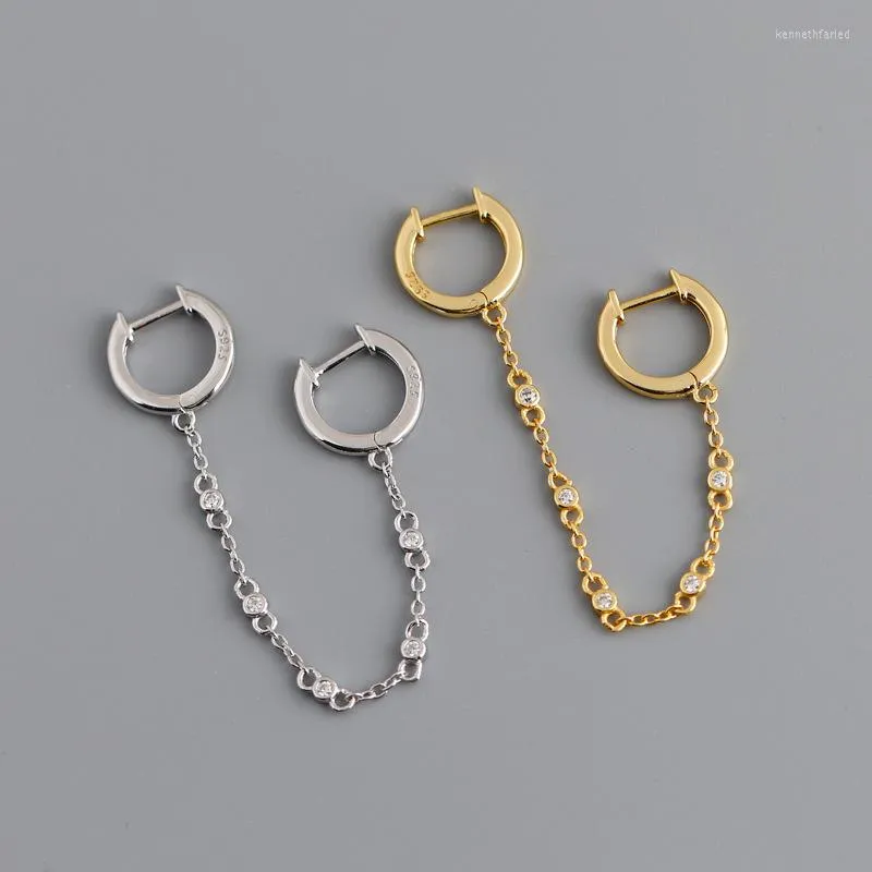 Baumelnde Ohrringe aus echtem 925er-Sterlingsilber, doppelte Hoop-Quaste für Frauen, vergoldeter Fransenschmuck und Mädchen
