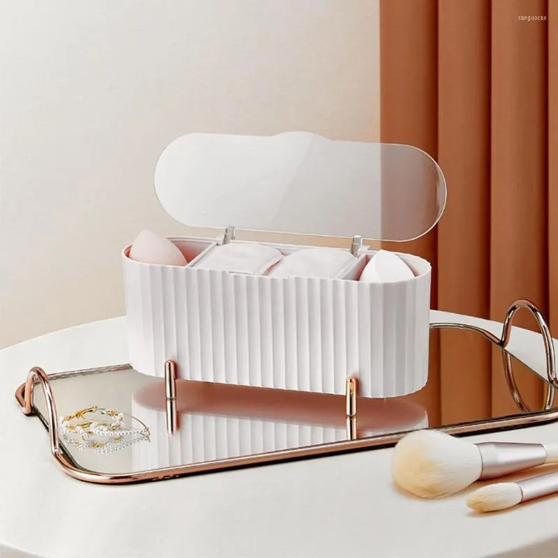 Storage Boxes Plastic Cosmetics Dust-proof With Cover Desktop Box Eliminate Clutter Countertop Cosmetic For Dressing Table