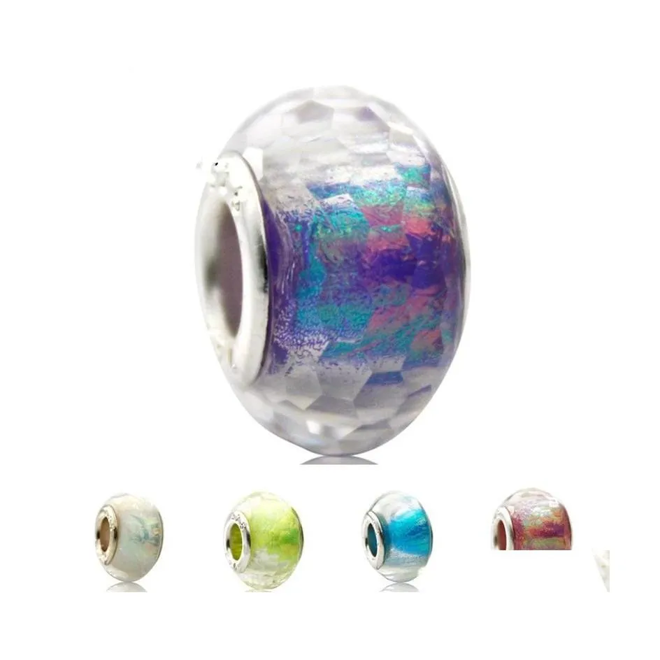 وصول السبائك سحر الأزياء الأوروبية الرائعة سحر Murano Glass Beads Fit Pandora على طراز الأساور للنساء المجوهرات DIY Accessori dhipq