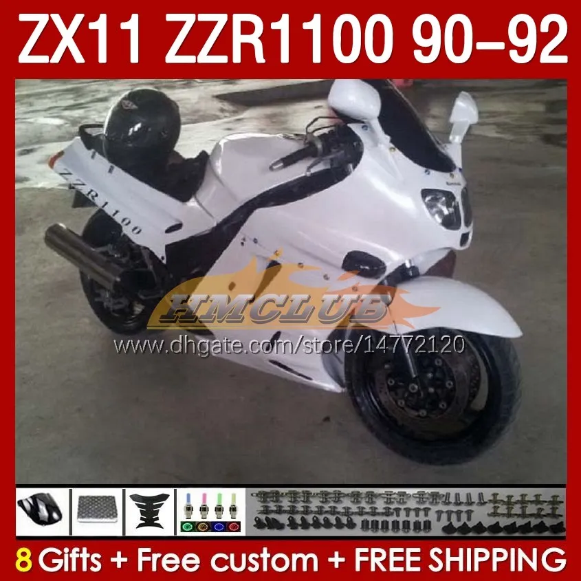 カワサキニンジャZXのフェアリングキットZX 11 R 11R ZX-11 R ZZR1100 ZZR 1100 CC WHITE GLOSSY BODY 164NO.31 ZX11 R 90-92 ZX-11R ZZR-1100 ZX11R 90 91 92 1990 1991 1991 1992 AB