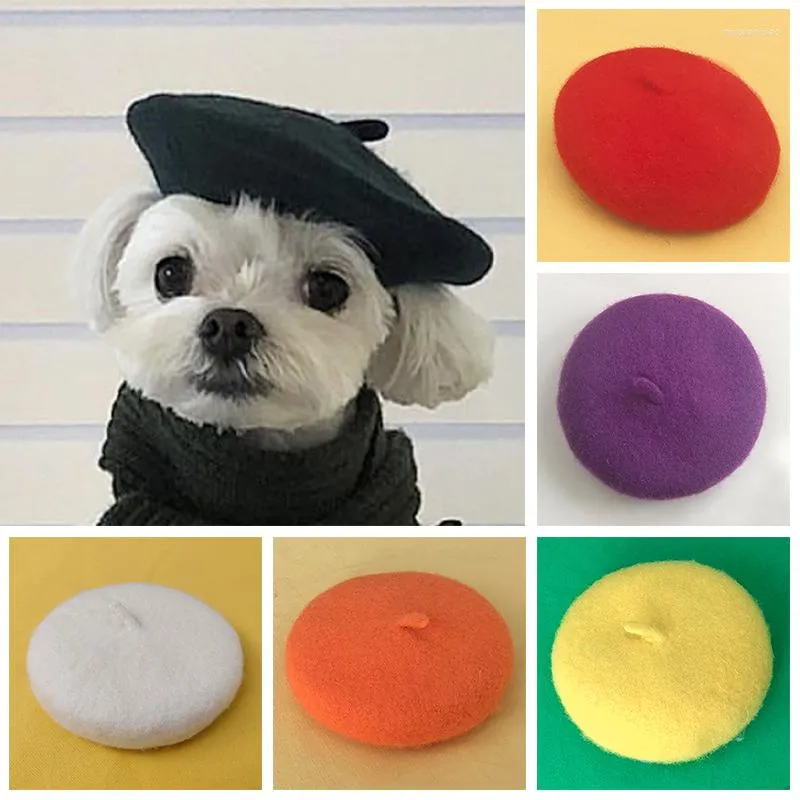 Dog Apparel Pet Hat Solid Color Painter Wool Cap Beret Mini Decorative Po Headwear Memorial Christmas Luxury Designer Hats