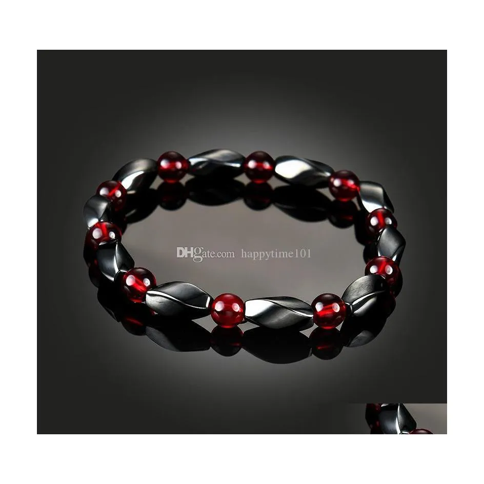 Pulsera de hematita magnética de salud con cuentas pulsera de cadena de cuentas de piedra brazalete para mujeres hombres poder joyería de moda saludable Drop De Dh3Od