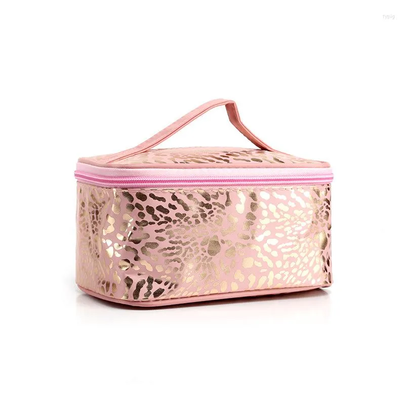 Cosmetic Bags Women Leopard Print Bag Travel Organizer Multi-Function Square Top Zipper Makeup Cases