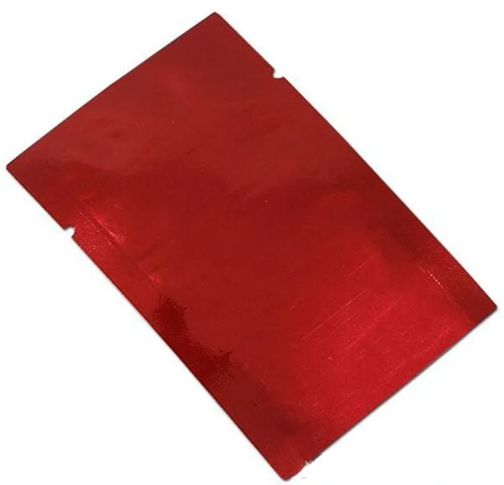 Bolsa de embalaje de papel de aluminio abierto, bolsa de embalaje de Mylar al vacío para té y aperitivos con sellado térmico rojo, paquete de café, 500 unids/lote