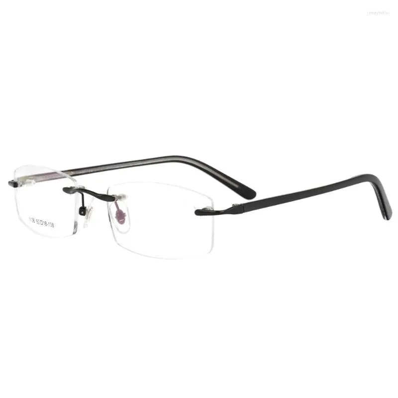 Óculos de sol Quadrões Spitoiko Metal Rimless óculos Eyewear para homens Myopia óculos de prescrição Spectacles 1136