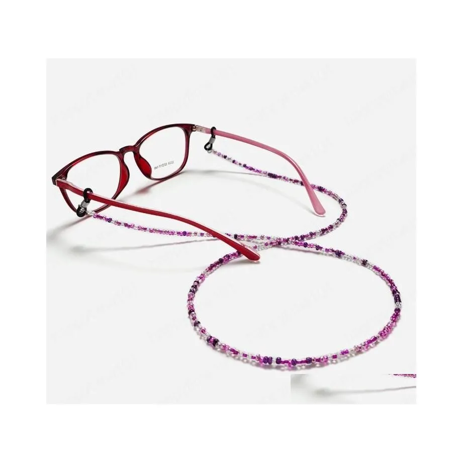 Lunettes Chaînes Bohême Transparent Couleur Perles Longe Tenir Sangles Lunettes Chaîne Mode Cordons Femmes Lunettes De Soleil Accessoires Drop Dhptr