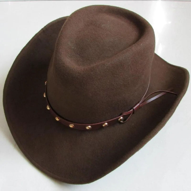 Boinas Lihua marca jogador de lã Hat Hat Cowboy Fashion Wather Proove Equestrian Cap. Ajuste de Black Black Brown, do partido feminino