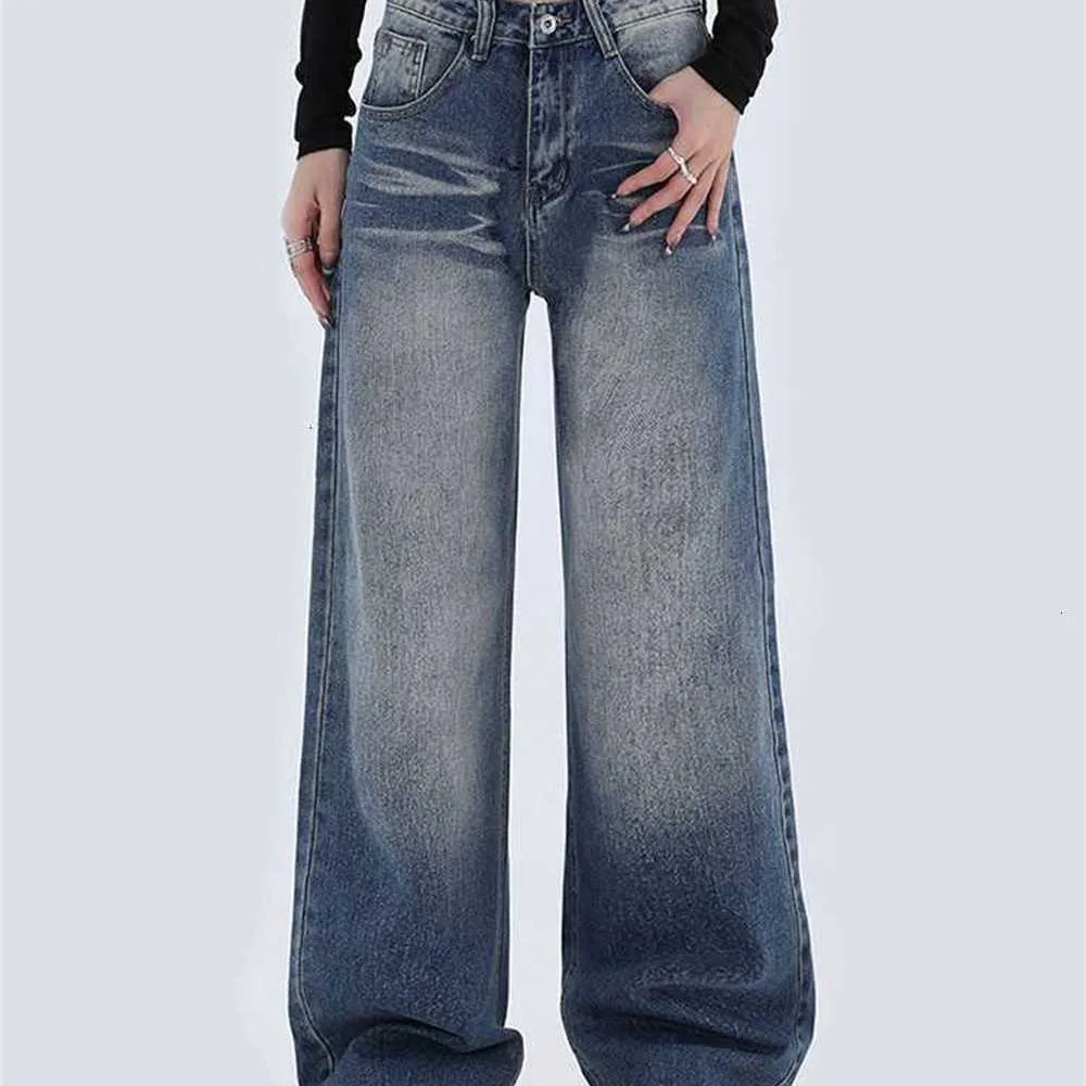 Frauen Jeans High Taille Vintage Straight Baggy Jeanshose Streetwear Chic Design Mode Beinhose Y2KC1DA