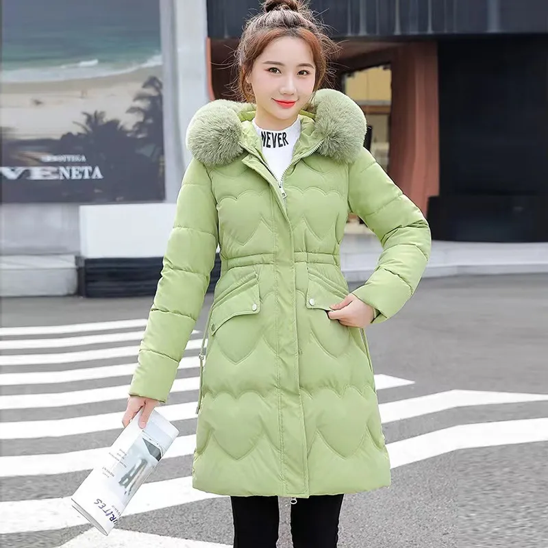 DanceeMangoo Korean Jacket Women Winter X-long Parkas Solid Hooded Thicken  Warm Female Snow Wear Coat Padded Loose Clothes