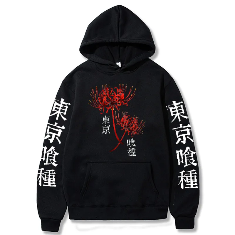 Herrtröjor tröjor tokyo ghoul japansk anime hoodie spindel lily män kvinnor harajuku streetwear tröja höst mode kanekiken toppar 221208