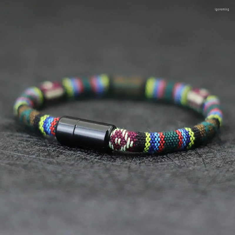 Charm armband 6mm bredd bohemain rep armband m￤n kvinnor etniska tibet magnetiska braslet f￶r ￤lskare bff matchande smycken homme