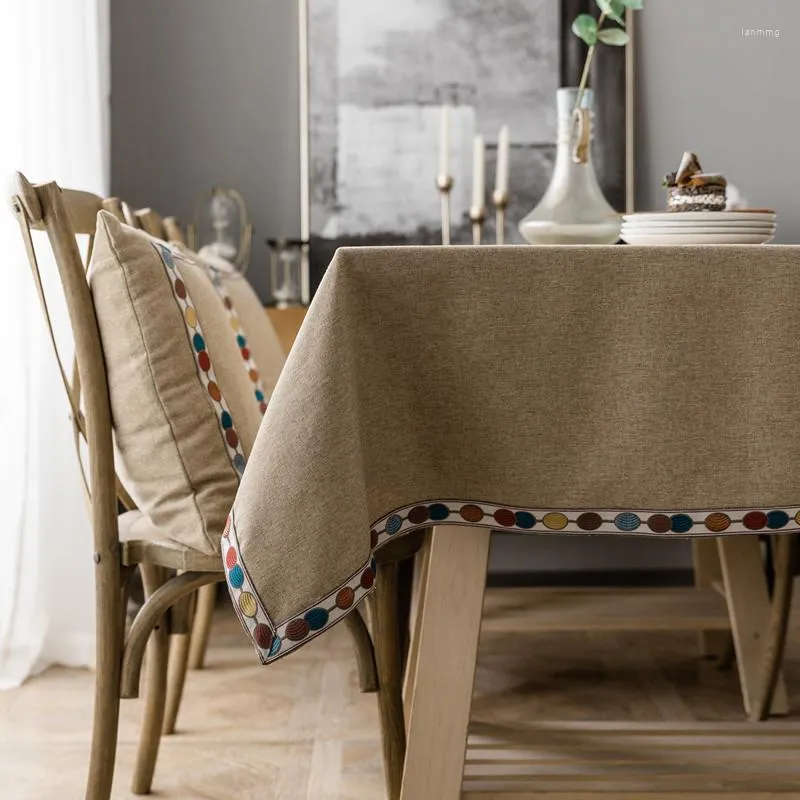 Tischdecke Home Restaurant Dekor Tischdecke Luxus wasserdicht einfarbig Baumwolle Leinen bestickte Spitze Esszimmer für Hochzeit