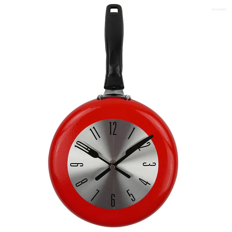 Horloges murales horloge de cuisine poêle à frire Design moderne suspendu montre en métal Saat pour nouveauté Art décoration de la maison