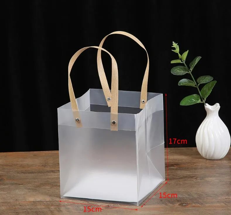 Christmas Apple Gift Bag Wrap Transparent Frosted PP Handbag for Gift Wedding Candy Bags Holiday Wholesale Package