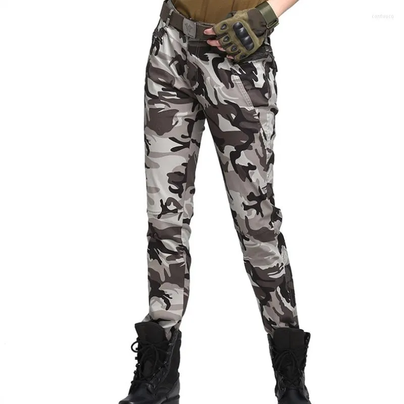 Buiten broek groot formaat vrachtvrouwen militaire kleding slanke potlood multi-pocket katoenen zweetwedstrijden leger mode camouflage broek