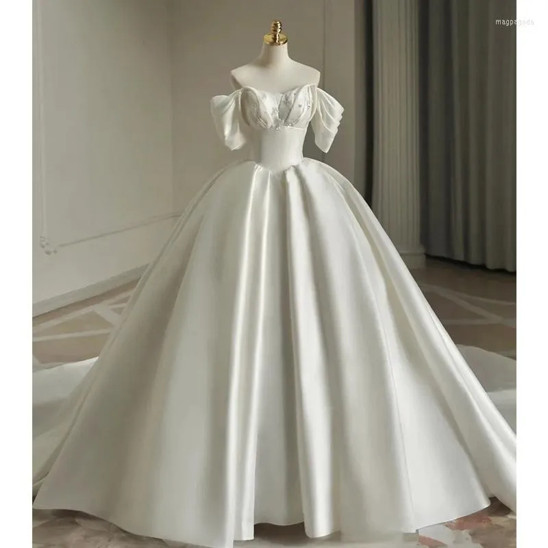 Vêtements ethniques Femmes Fête De Mariage Robe De Soirée Élégante Robe De Bal Dos Nu Sexy Princesse Hors Épaule Satin Robes À Lacets