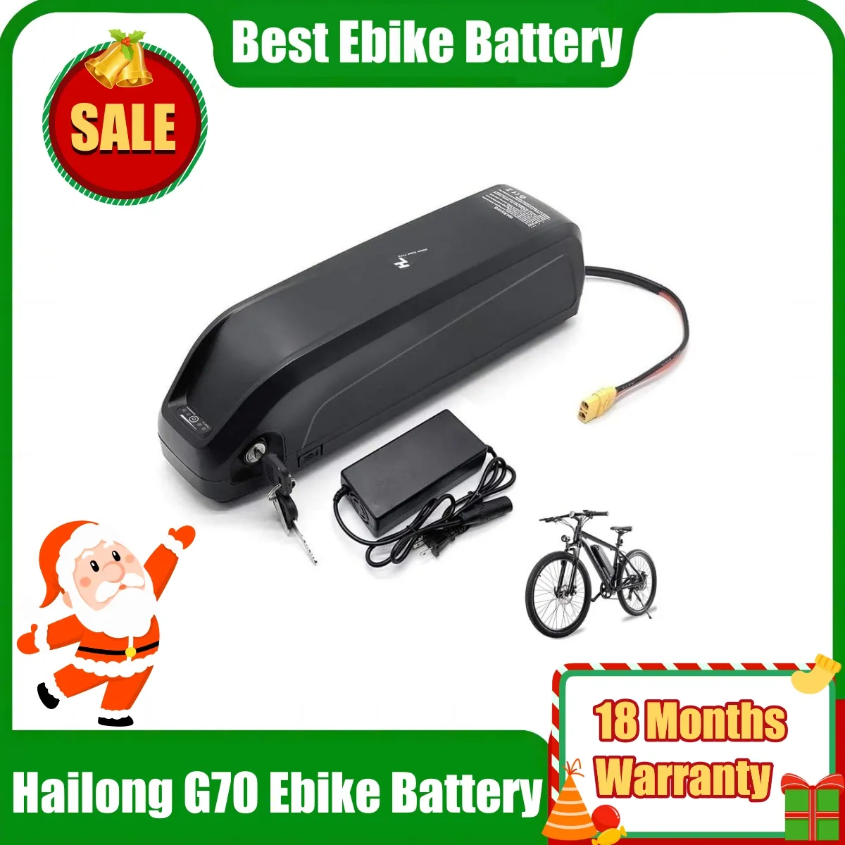 EU US No Tax Ebike Batterie 48V 15Ah 16Ah 17.5Ah Batterie de vélo électrique Cellules de marque japonaise Hailong Down Tube Batteries Pack avec chargeur 54.6V 3A