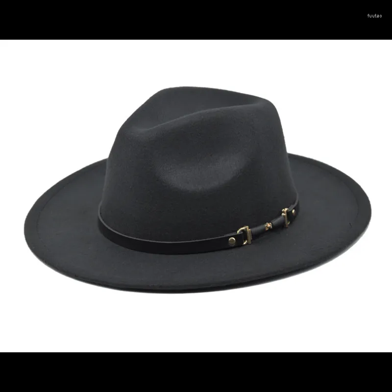 Berets Classic Retro Fashion Fedora Men's And Women's Universal Solid Color Snake Leather Belt Hats Bowler Jazz Man Hat