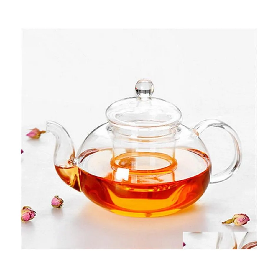 Coffee Tea Sets 1Pc Practical Resistant Bottle Cup Glass Teapot With Infuser Tea Leaf Herbal Coffee 400Ml 249 S2 Drop Delivery Hom Dhety