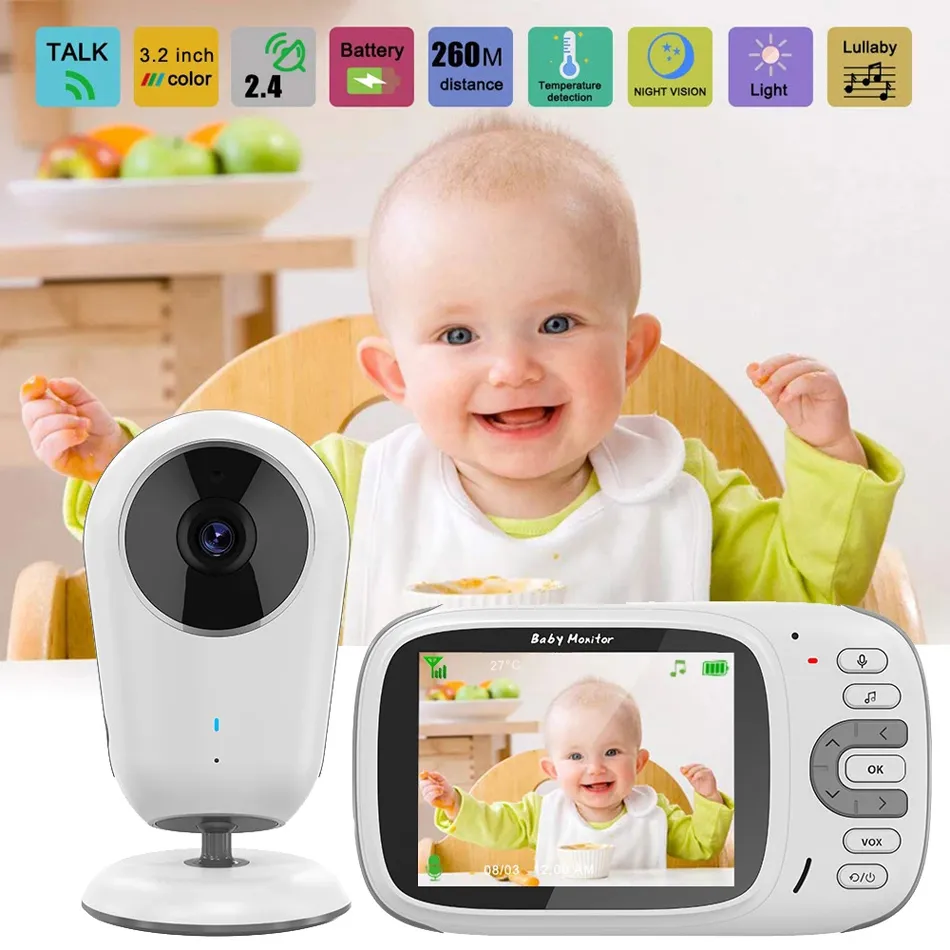 3,2 tum trådlös video Baby Monitor Night Vision Security Camera Babyphone Intercom Temperaturövervakning Babysitter Nanny VB609