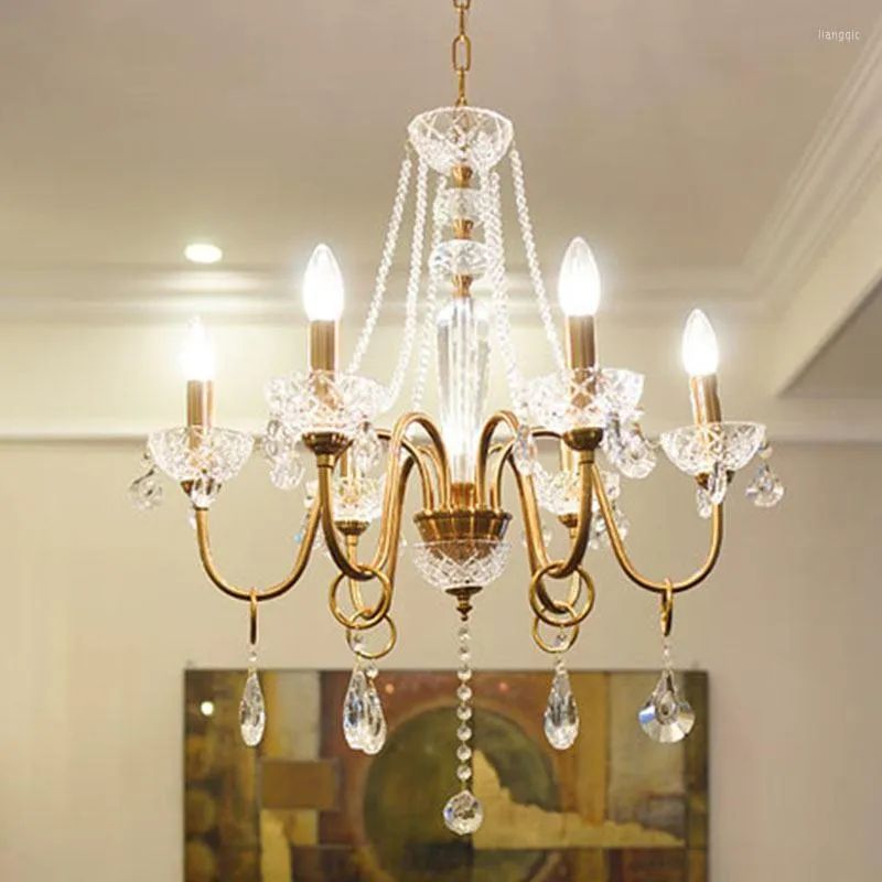 Lustres Arte Cuivre El Éclairage Lustre De Plafond Rustique Lampe Vintage Cristal Rétro Salle À Manger Led Candelabro