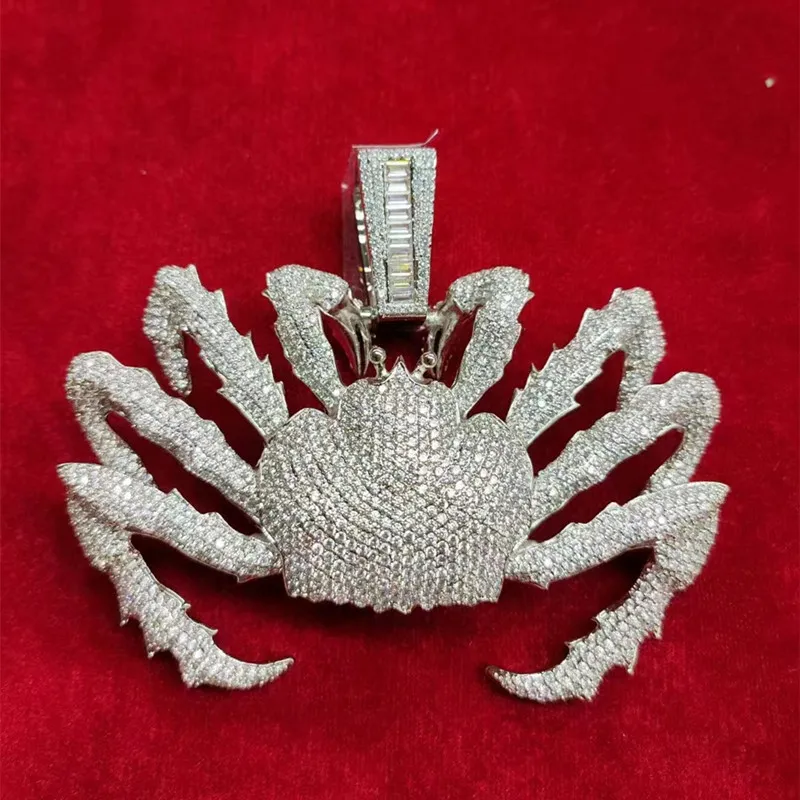 Iced Out Full CZ King Crab Pendant Halsband med 24 -tums gratis repkedja Guld Silverpläterade herrkvinnor Hip Hop smycken gåva