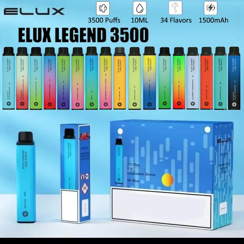 Elux Legend 3500 Puffs Disposable e Cigarette Vape Pen 2% 34 Flavors 1500mAh battery Vaporizer Stick 10ml Pre Filled Cartridge Device