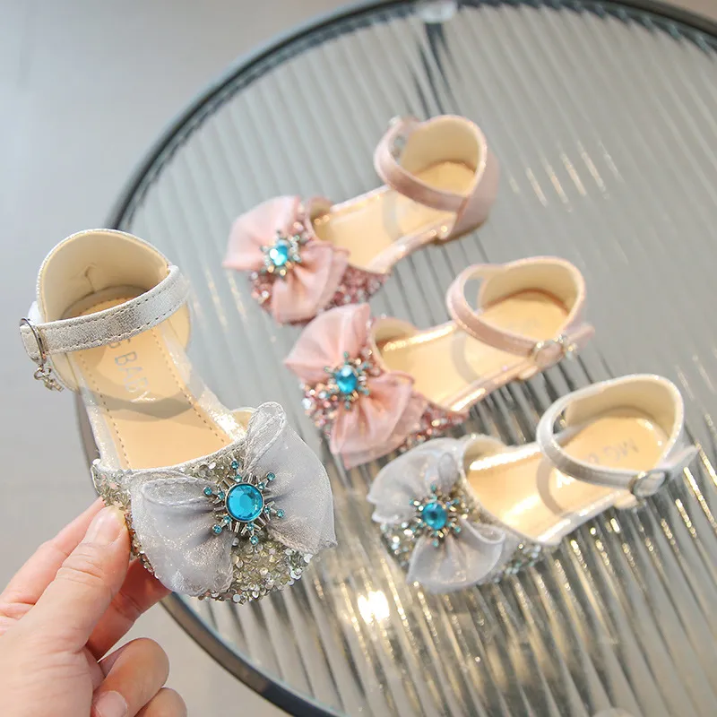 Baby meisje zachte schoenen pu diamant boog flats voor meisjes kinderen kleine kinderen casual schoenen maat 21-35