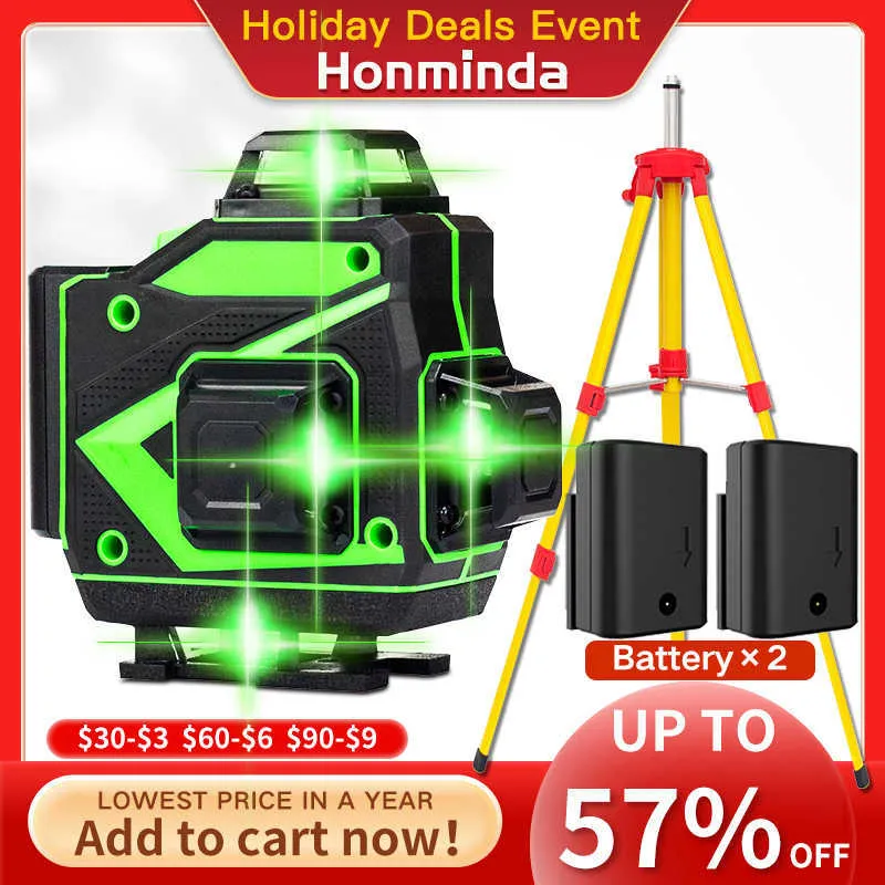 16 Lines 4D Laser Level Green Line Self-ing 360 Horizontal And Vertical Super Powerful Beam
